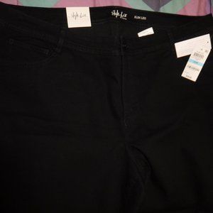 NWT 20W STYLE & CO BLACK SLIM LEG JEANS HIGH RISE
